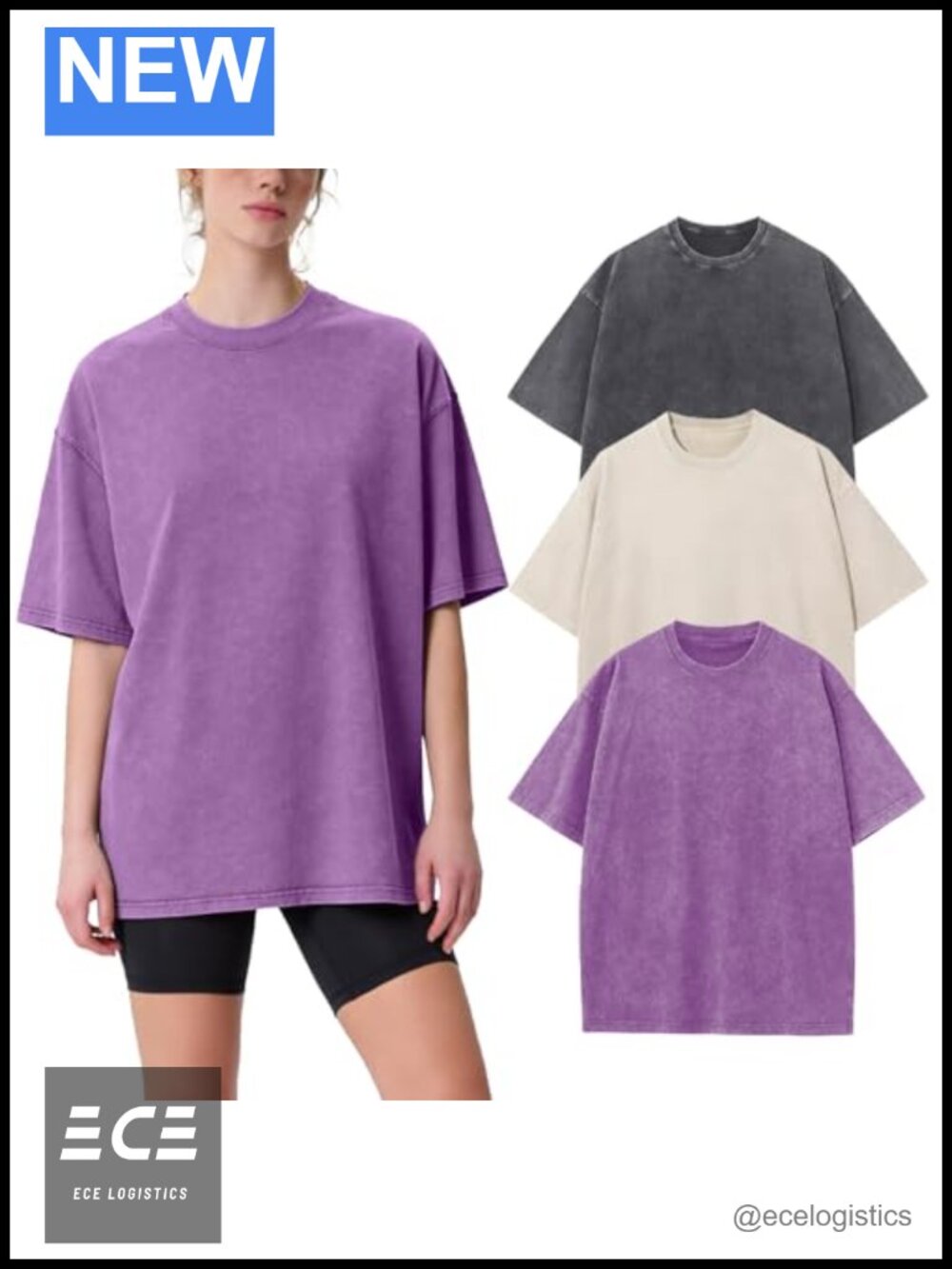 Womens Oversized Acid Wash T-Shirt Baggy Cotton Boyfriend Tee Workout
